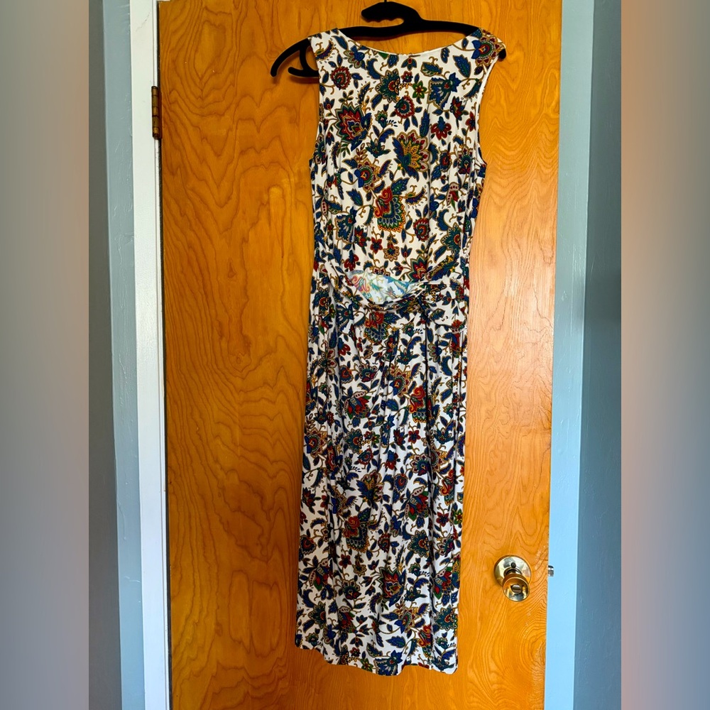 Lauren Ralph Lauren, size 2, lined, jewel toned and cream paisley print dress.